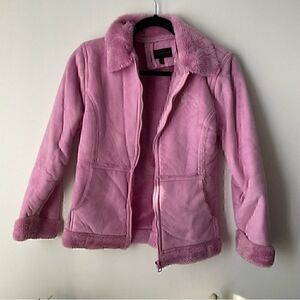 Alpinetek Girls Faux suede pink jacket with faux fur lining Size 10-12